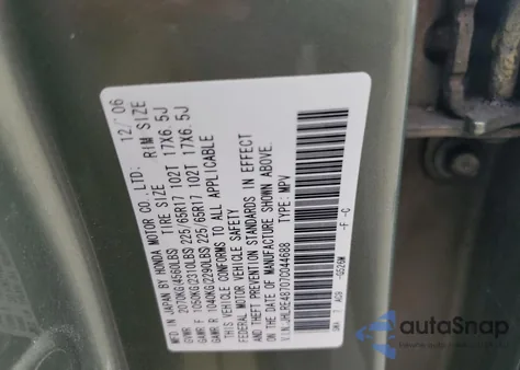 2007 Honda Cr-V Exl z USA, uszkodzony, nr VIN JHLRE48707C044688